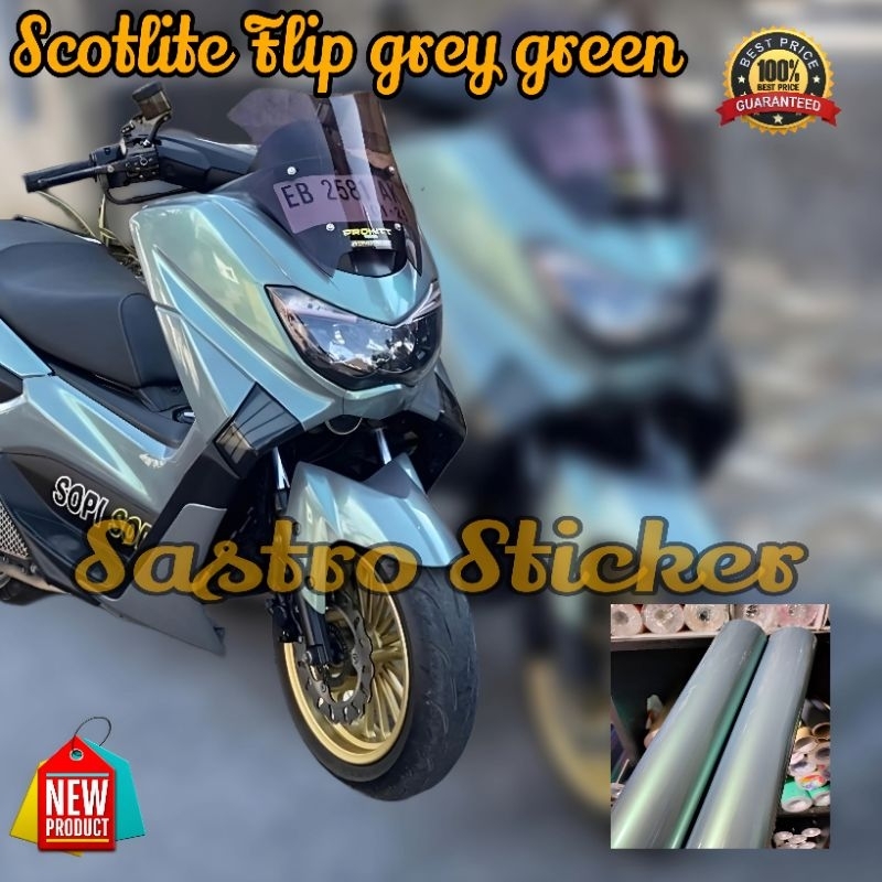 Sticker skotlet motor Abu lembayung Hijau/Flip grey Green