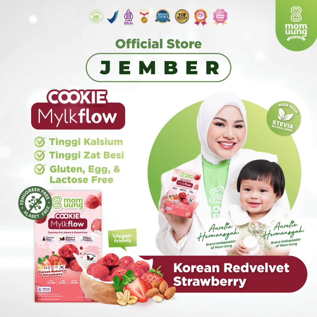 

MOM UUNG NEW COOKIE MYLKFLOW KOREAN REDVELVET STRAWBERRY / COOKIE SEHAT / VEGAN FRIENDLY MOMUUNG JEMBER