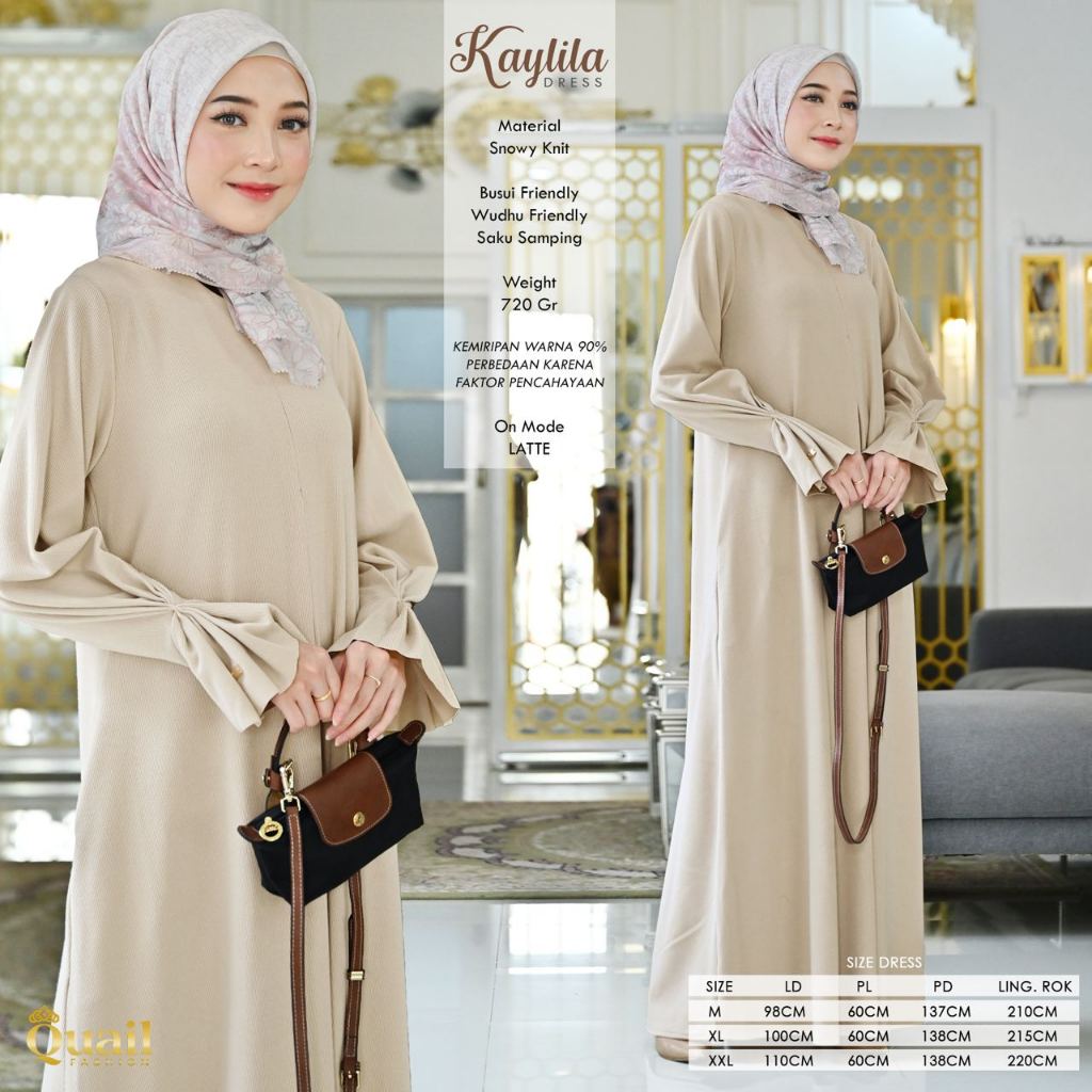 Quail Hijab - Kaylila Dress Knit Premium | Gamis Cantik size JUMBO | Abaya Umroh Putih-5