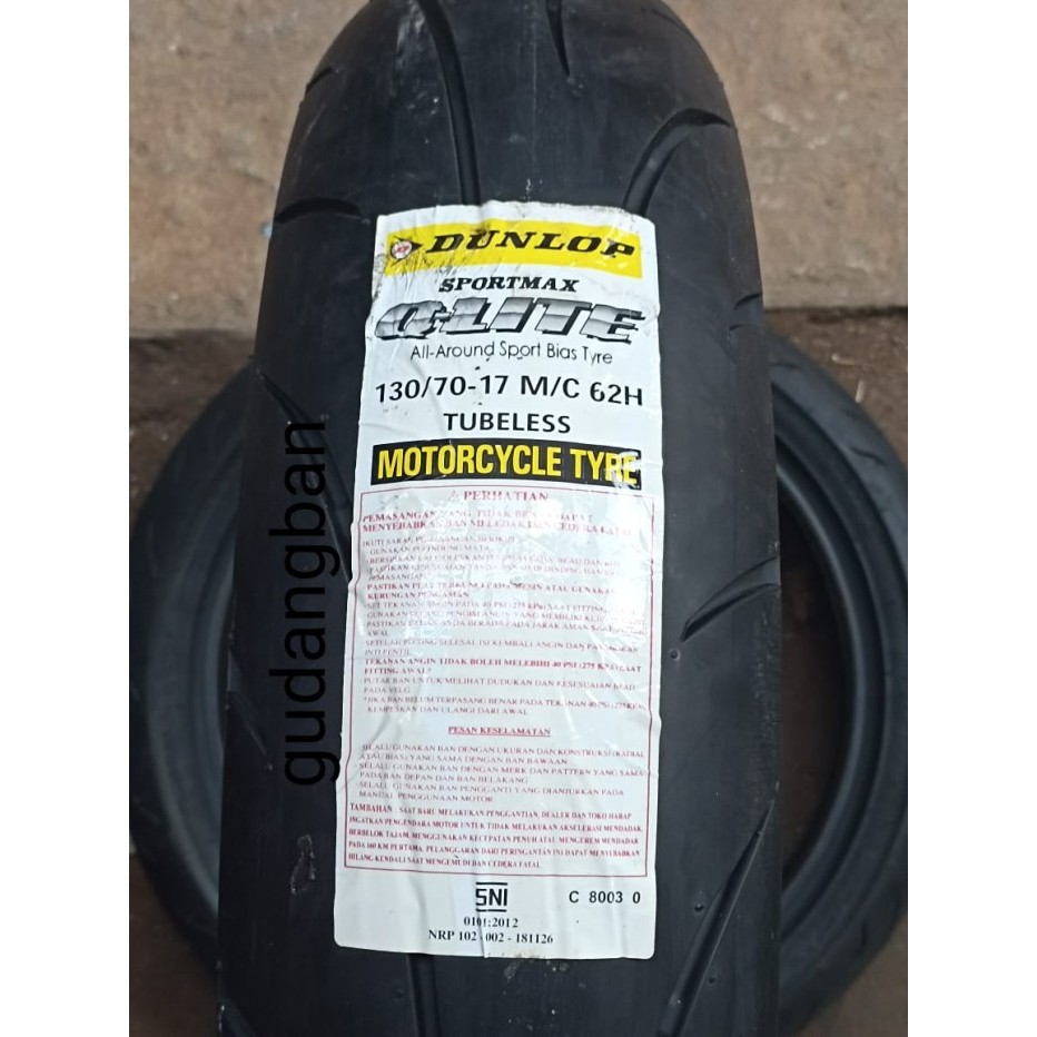 BAN LUAR 130 / 70 -17 DUNLOP SPORTMAX TUBELESS ( FREE PENTIL )