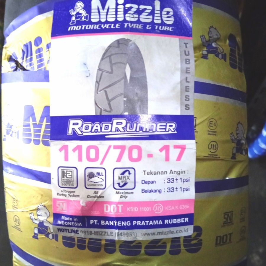 Paketan Ban MIZZLE 110/70-17 & 130/70-17 ROAD RUNNER TUBELESS
