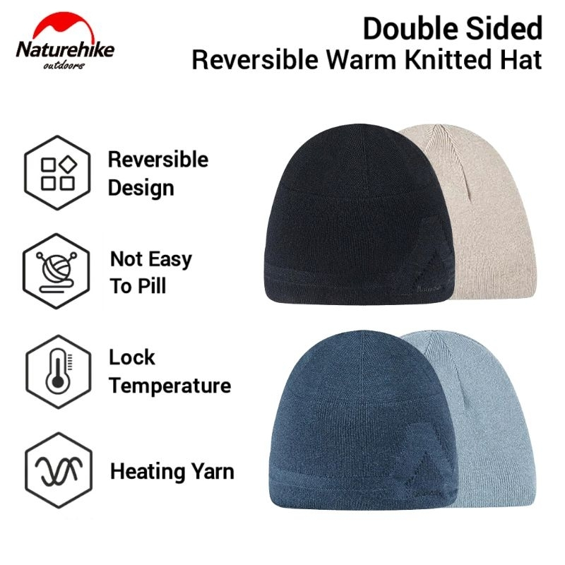 KUPLUK REVERSIBLE WARM KNIT HAT NATUREHIKE CYY2341LF017 DOUBLE SIDE FLEECE WOOL KERPUS KUPLUK RAJUT 
