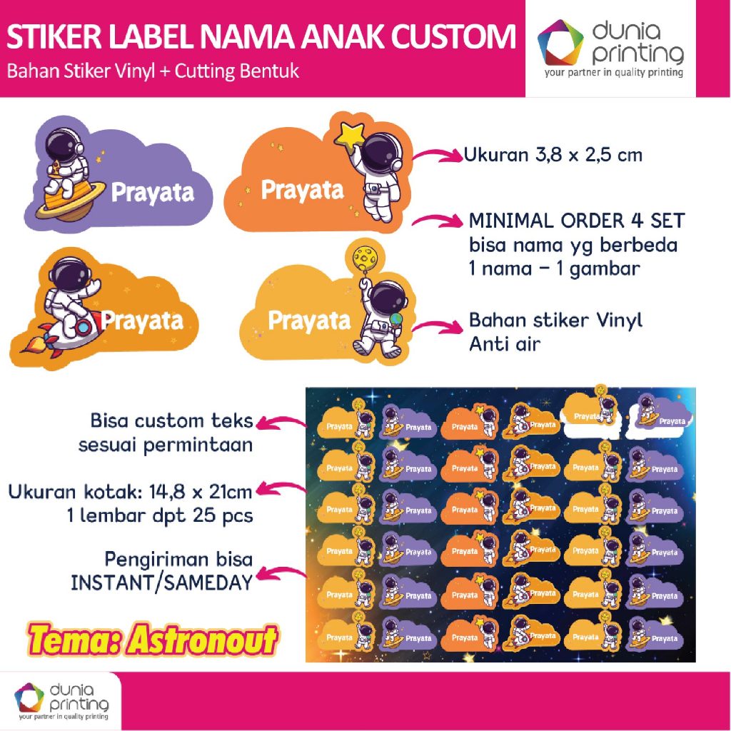 

Stiker Label custom Nama A5 - stiker buku, stiker kotak makan stiker botol minum