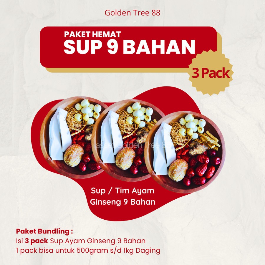 

Paket Hemat 3 Pack Premium Tim Ayam 9 Bahan Sup Ayam Ginseng Fresh Original