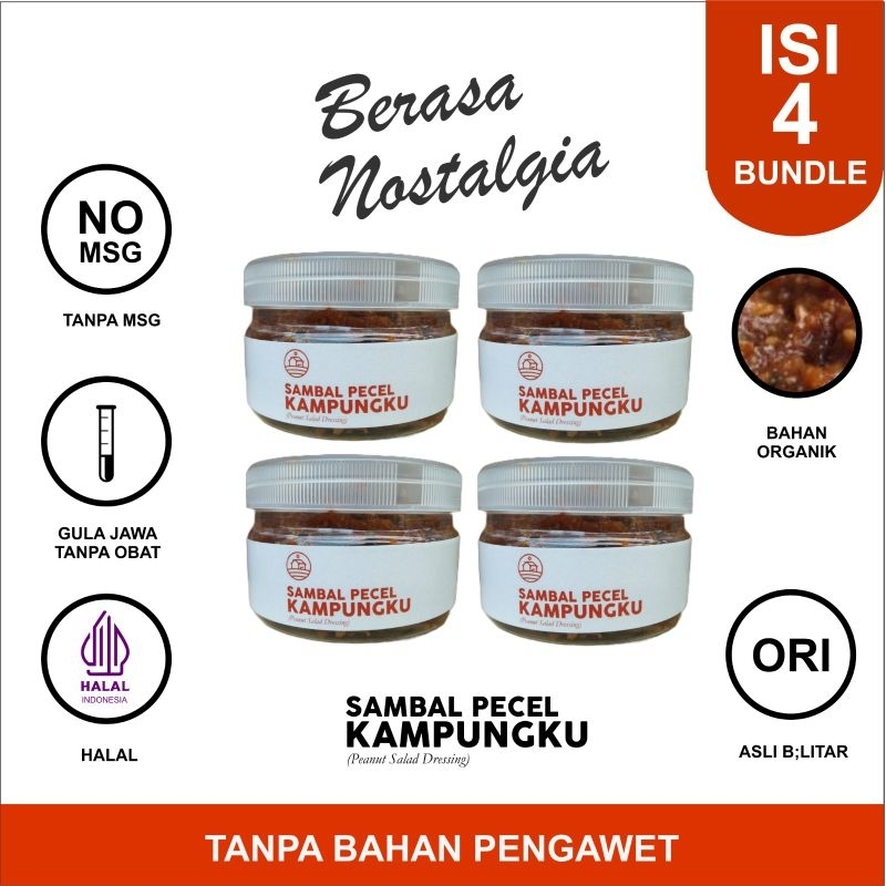 

bundle 4 pcs sambal pecel kampungku 1000 gram sambel pecel blitar 1 kg