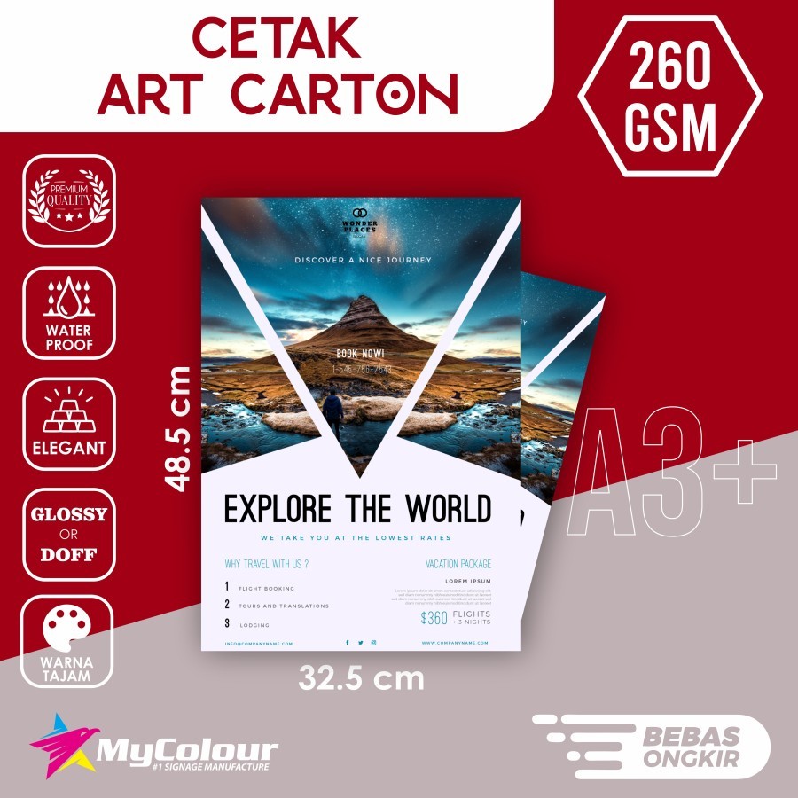 

Print A3+ | Cetak A3+ | art carton 230 260 | MURAH 1 HARI JADI - 260 GSM, 2 SISI