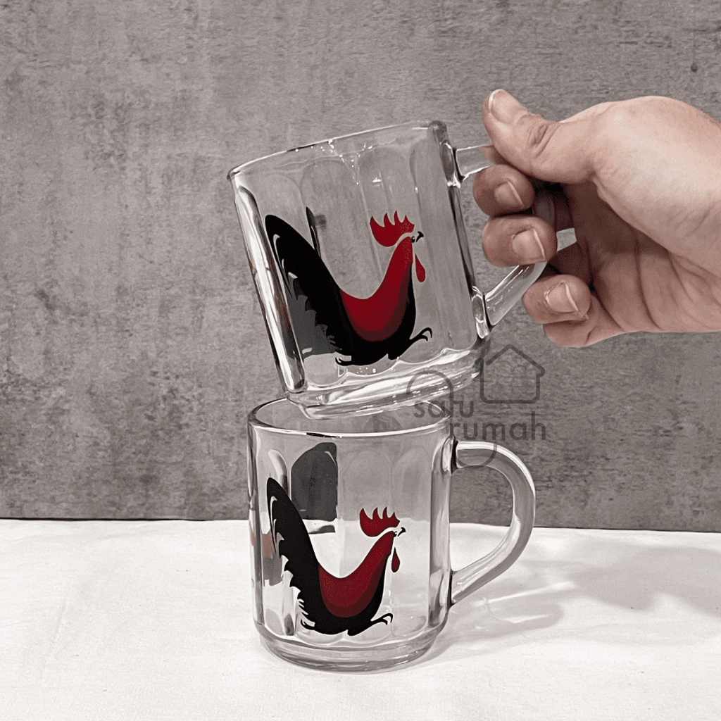 6PCS GELAS MM 39 AYAM / GELAS CAP AYAM/ CANGKIR CAP AYAM/ CANGKIR KOPI/GELAS TEH/ DRINK SET / GELAS 