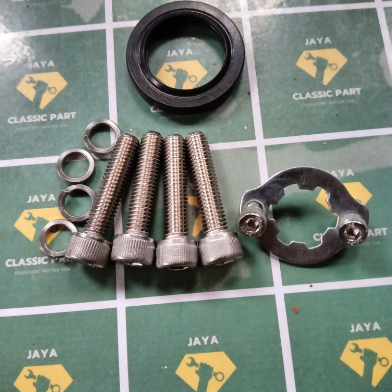 SATU SET BAUT GEAR DEPAN BELAKANG YAMAHA JUPITER Z JUPITER ZR ORIGINAL STAINLESSSATU SET BAUT GEAR D