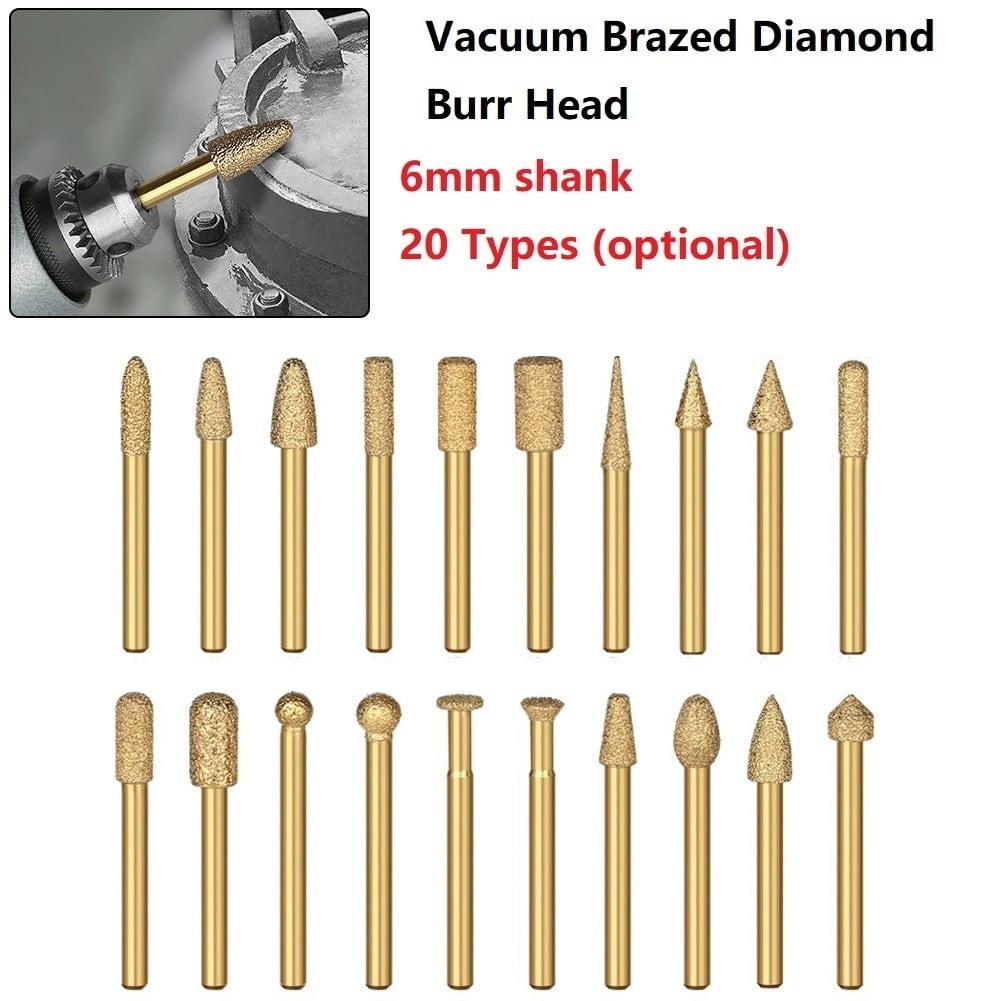 RB Mata Grafir Granit Marmer 6mm Bor Tuner Diamond Ukir Engraving CNC Batu Kaca Keramik Nisan