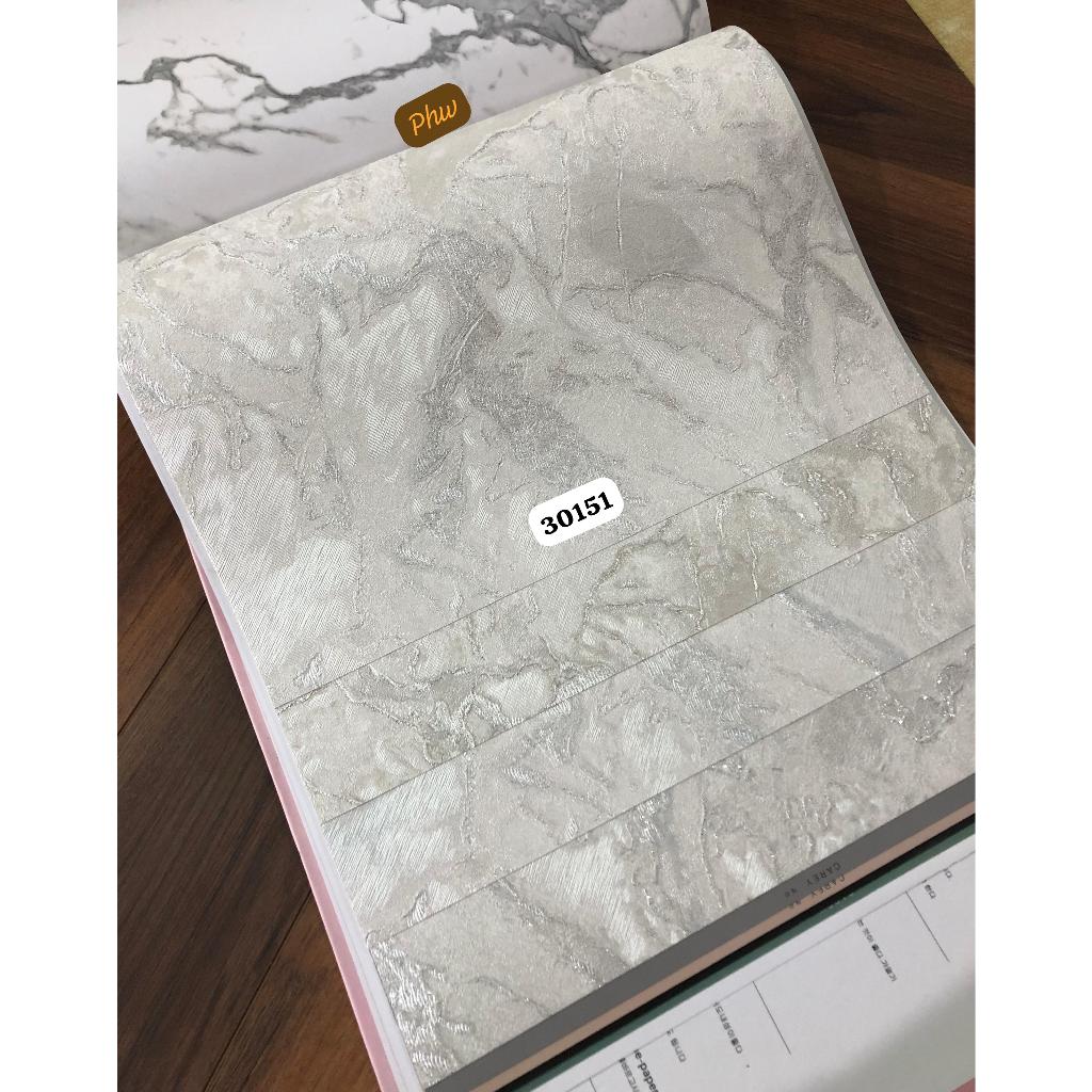 Wallpaper Dinding Marmer Granit Putih Silver Glitter Mewah Carey