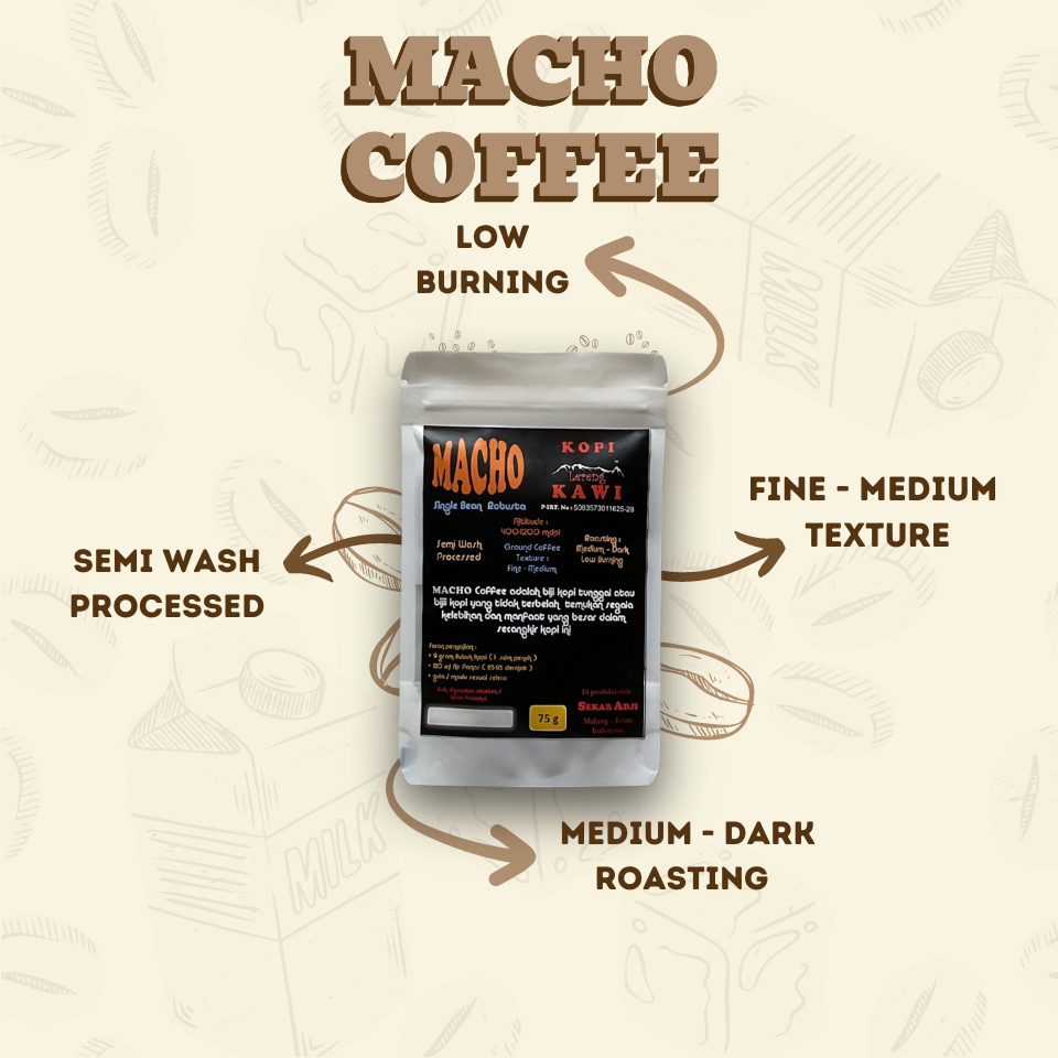 

BUBUK KOPI 100% PREMIUM MACHO COFFEE BY KOPI LERENG KAWI
