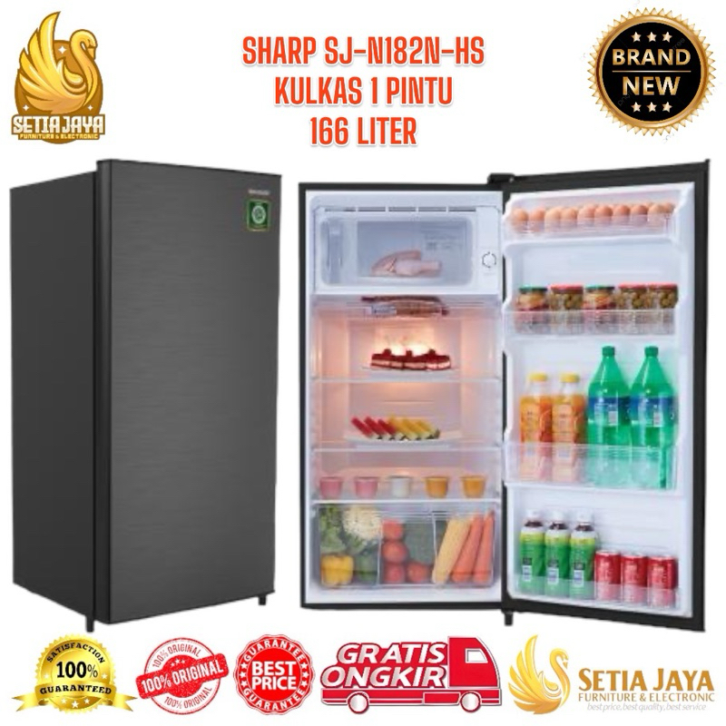 SHARP KULKAS 1 PINTU SJ-N182N-HS - KULKAS SHARP 1 PINTU SJN182NHS - GARANSI RESMI SHARP 5 TAHUN