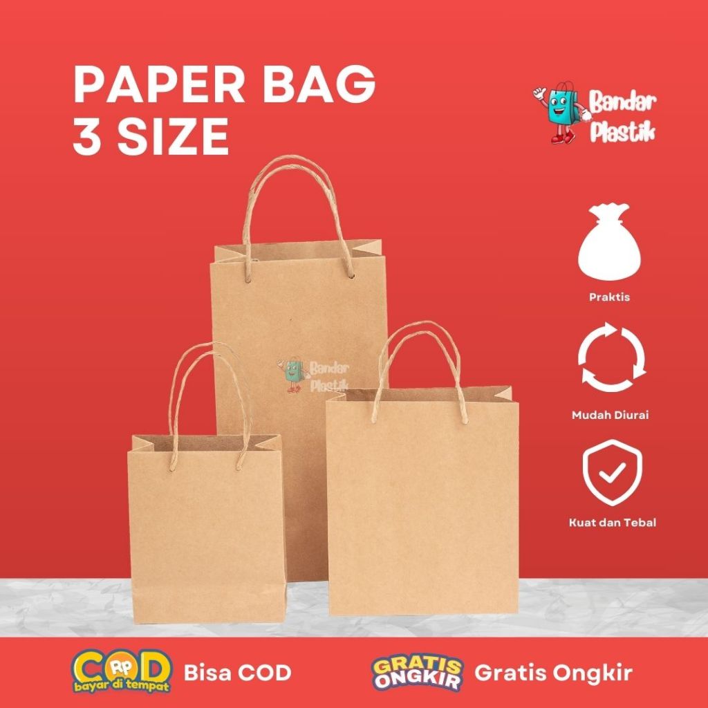 

Paper Bag Polos Coklat / Paper Bag Kraft / Paper Bag Tali Coklat / Paper Bag Kado