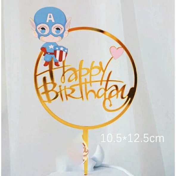 Topper Kue Acrylic Captain America