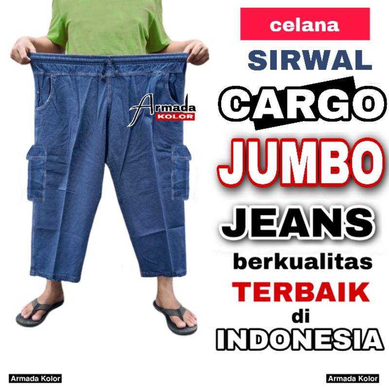 Celana Sirwal Cargo Jumbo Bahan Jeans Berkualitas Premium