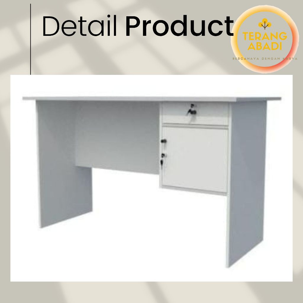 [PROMO] MEJA KANTOR/ MEJA SETENGAH BIRO/ MEJA TULIS 120/ MT WHITE