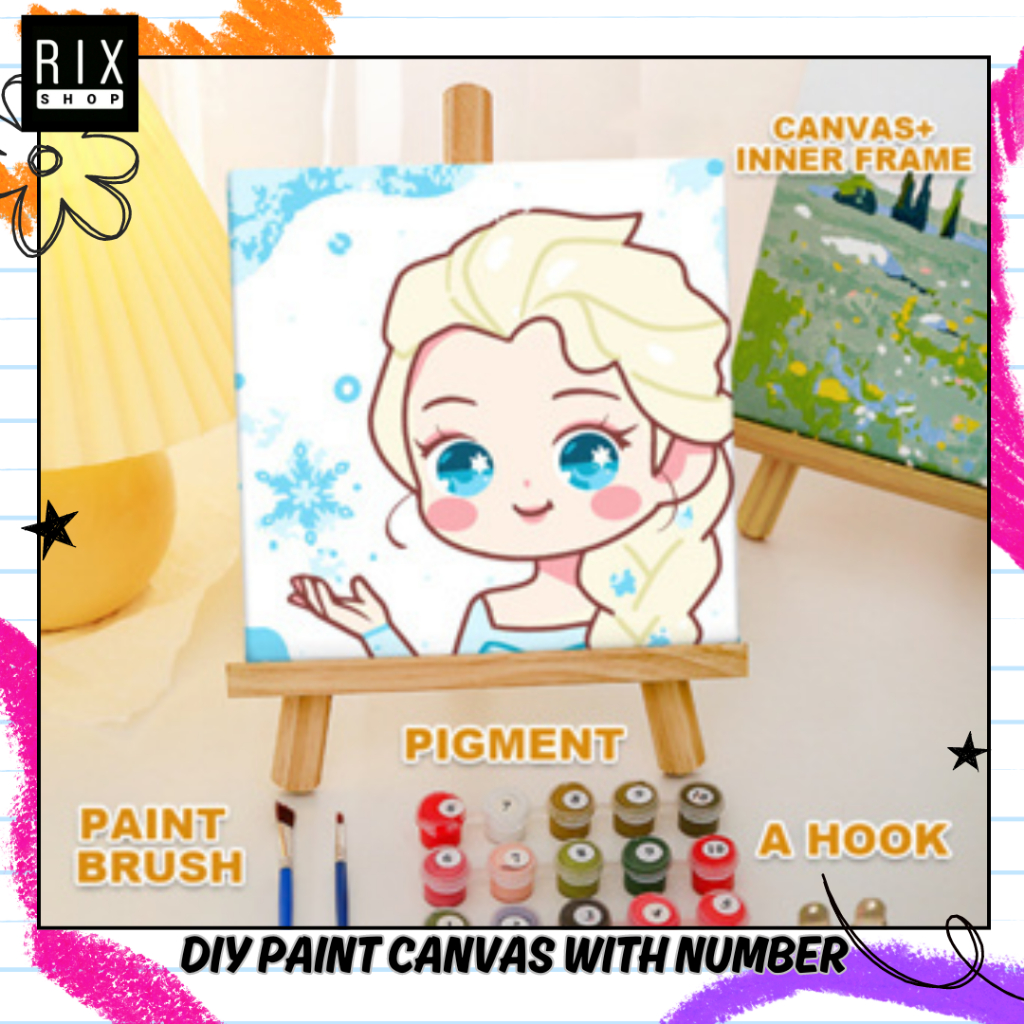 RIX DIY Paint By Number Children Canvas Painting / Set Kanvas Lukis Anak