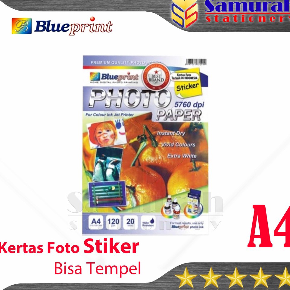 

Harga Obral Kertas Foto Stiker Blueprint Ukuran A4 12 um Glossy Photo Paper Sticker Tempel BPGSA412