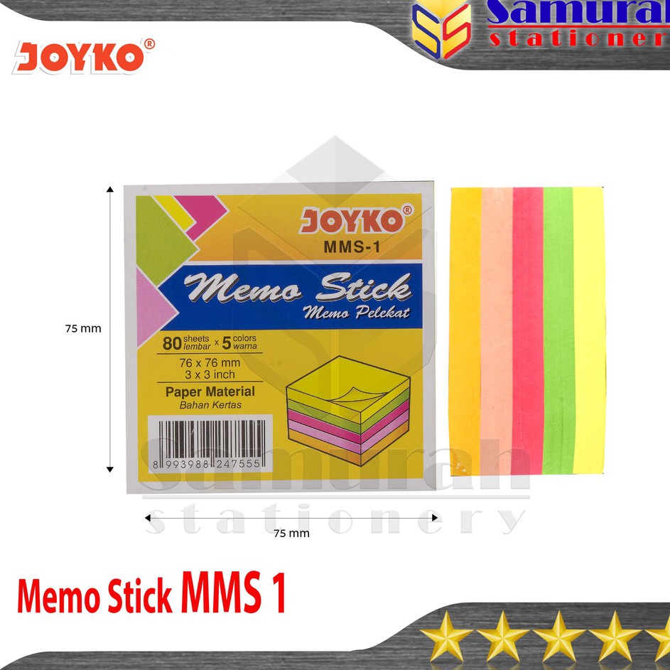 

Ready Terheboh Memo Stick MMS 1 Joyko Sticky Note MMS1 Kertas Memo Catatan Memo Tempel 5 Warna