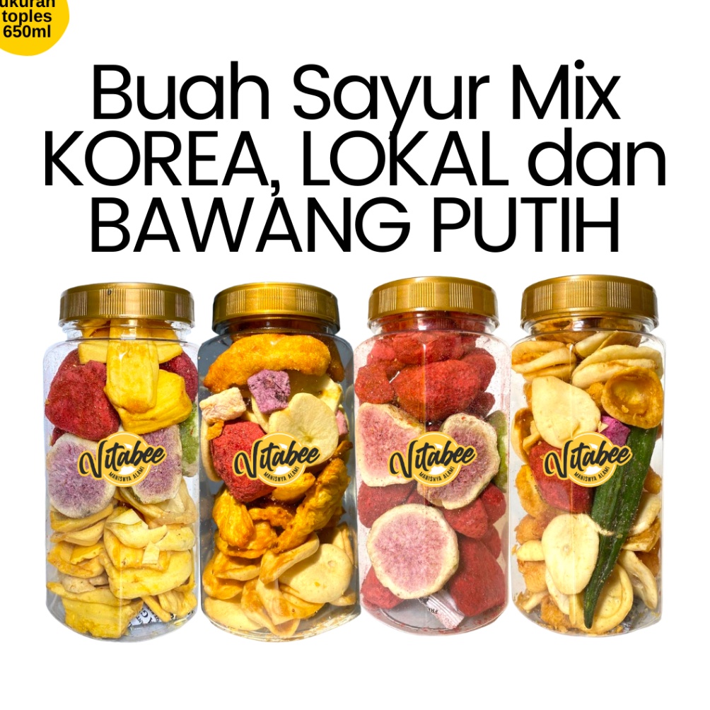 

TERBUKTI Keripik Buah dan Sayur Toples Mix Strawberry Buah Tin Durian Apel Malang Nangka dan Buah Naga