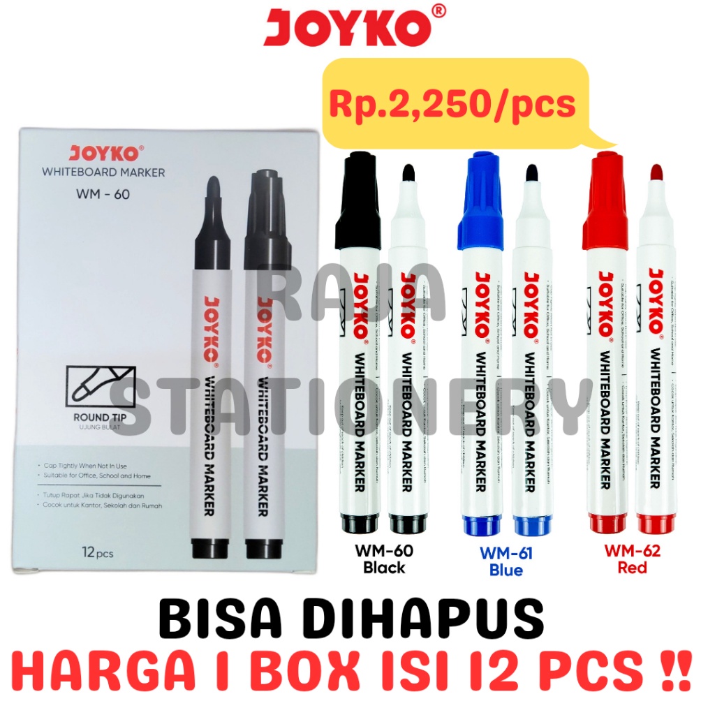 

KODE PRODUK HJIPA817 JOYKO WHITEBOARD MARKER BLACK BLUE RED SPIDOL PAPAN TULIS JOYKO HITAM BIRU MERAH 12PCS