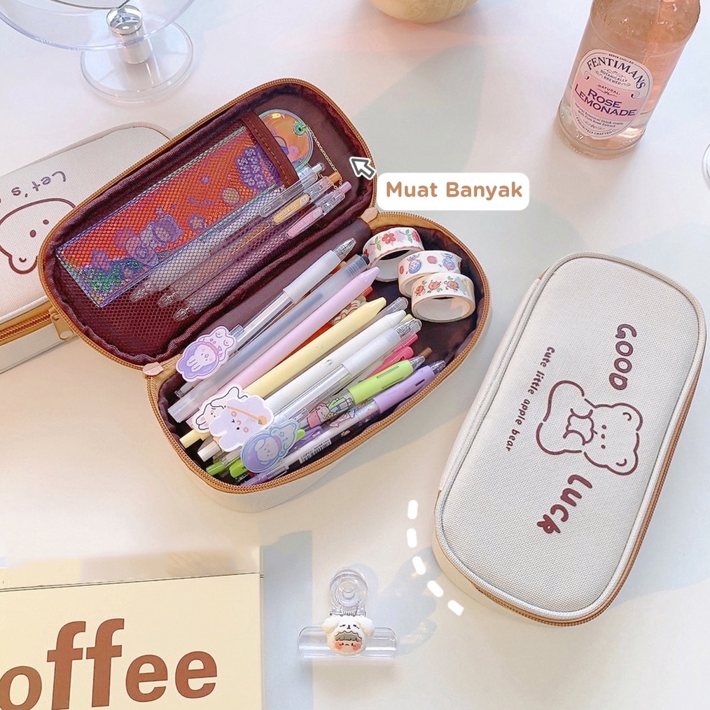 

TERLARISSS Mismi Annette Pencil Case Kotak Pensil Cute Bear Sekolah Perempuan Trendy K1A