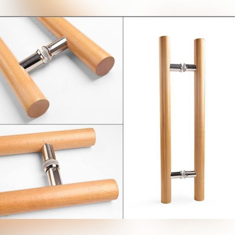 Handle Pintu Gagang Pintu Rumah Tarikan Pintu  Kaca Kayu Jati Bulat
