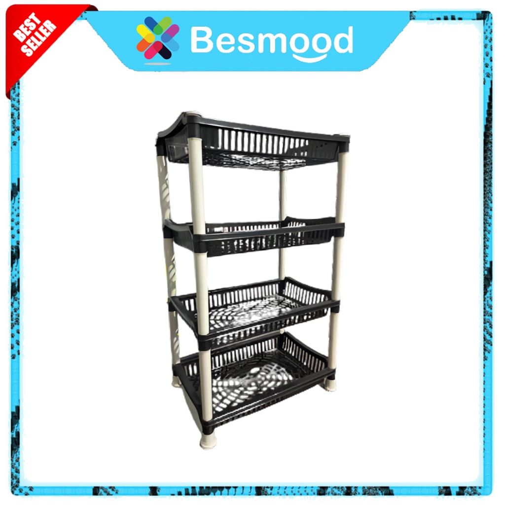 Besmood Rak Keranjang Salon Serbaguna Plastik 4 Susun