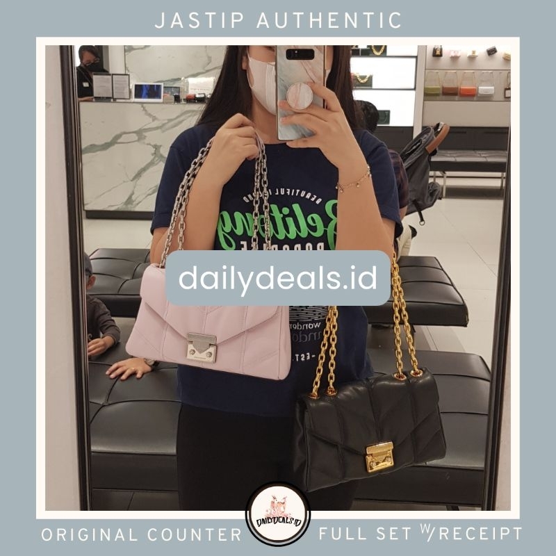 #2-20671469 Eudora Chevron - Jast[p] CK ORIGINAL COUNTER #2-20671469-1 TRAPEZE BAG TAS CHAIN QUILTED