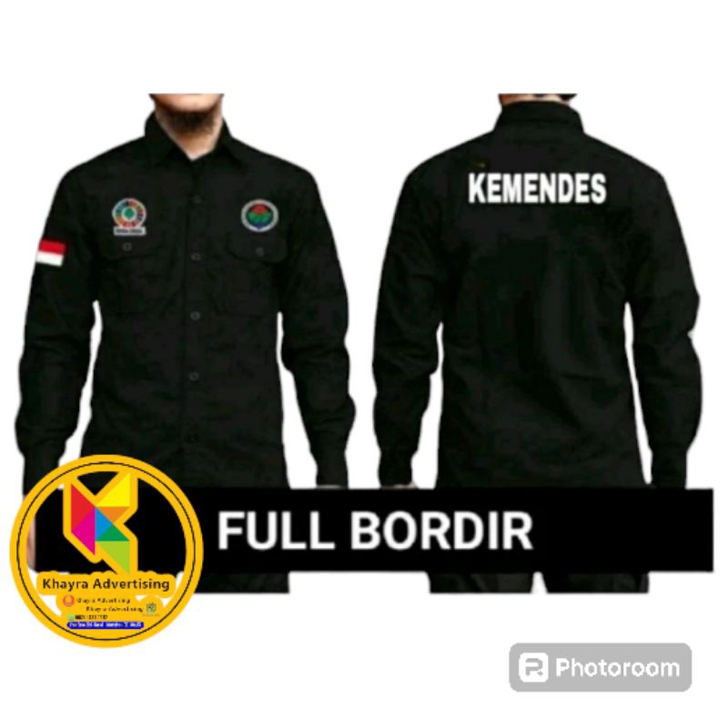 kemeja kemendes seragam kemendes baju kemendes hitam full bordir
