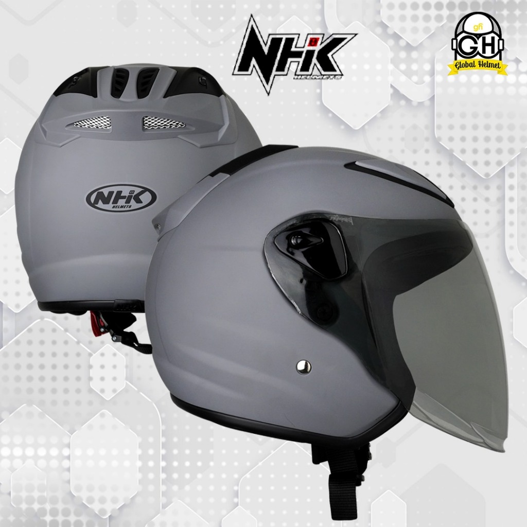 HELM NHK HALF FACE NHK R6 NHK R 6 SOLID POLOS DIM GREY DOFF NHK R6 POLOS