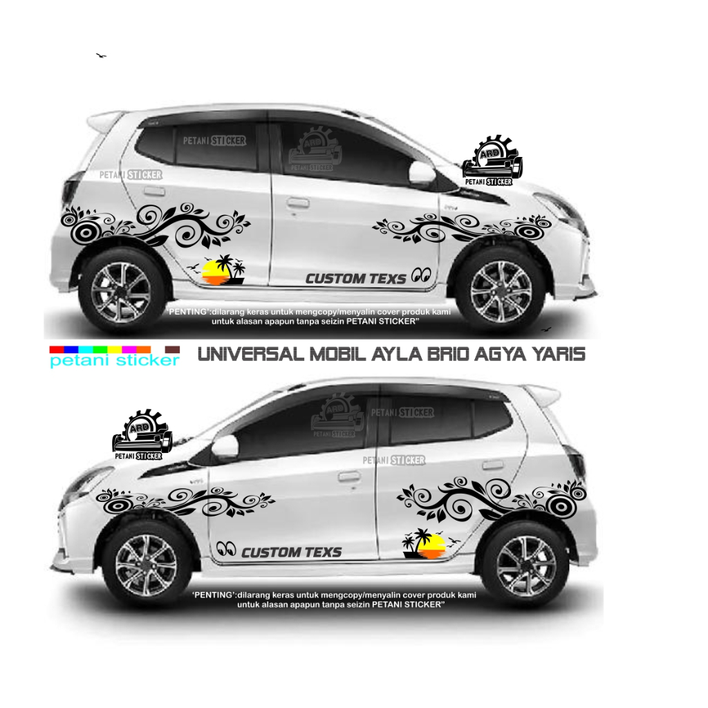 STIKER MOTIF BUNGA LIST BODY SAMPING MOBIL BRIO JAZZ AYLA TERBARU PETANI STICKER