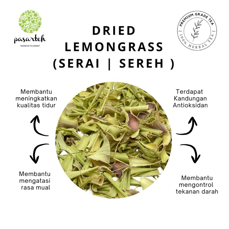 

[ Pasarteh ] Dried Lemongrass Tea I Serai Kering I Lemongrass Tea I Teh Sereh I Tisane - 10 Gram