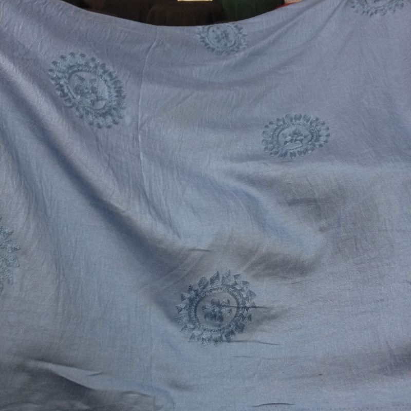 bahan kain katun linen bordir import harga meteran//kain cotton linen cringkle bordir