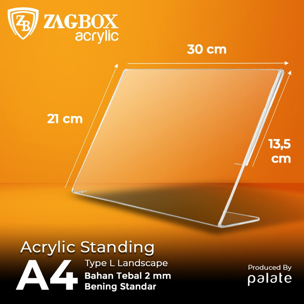 

Acrylic Tent Holder / Tempat Brosur Akrilik A4 L Landscape 2mm - STANDAR