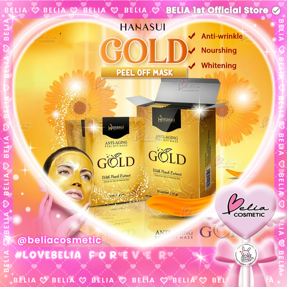 ❤ BELIA ❤ Hanasui GOLD Anti Aging Peel Off Mask Peach Extract Oily to Normal skin sachet masker emas
