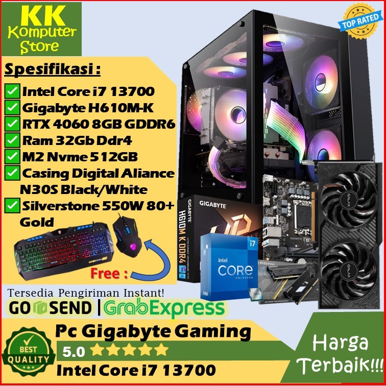 Pc Rakitan Gaming Rtx 4060 8G + i7 13700f [ Pc Gaming  Intel Core i7 13700 | Rtx 4060] Pc i7 13700F