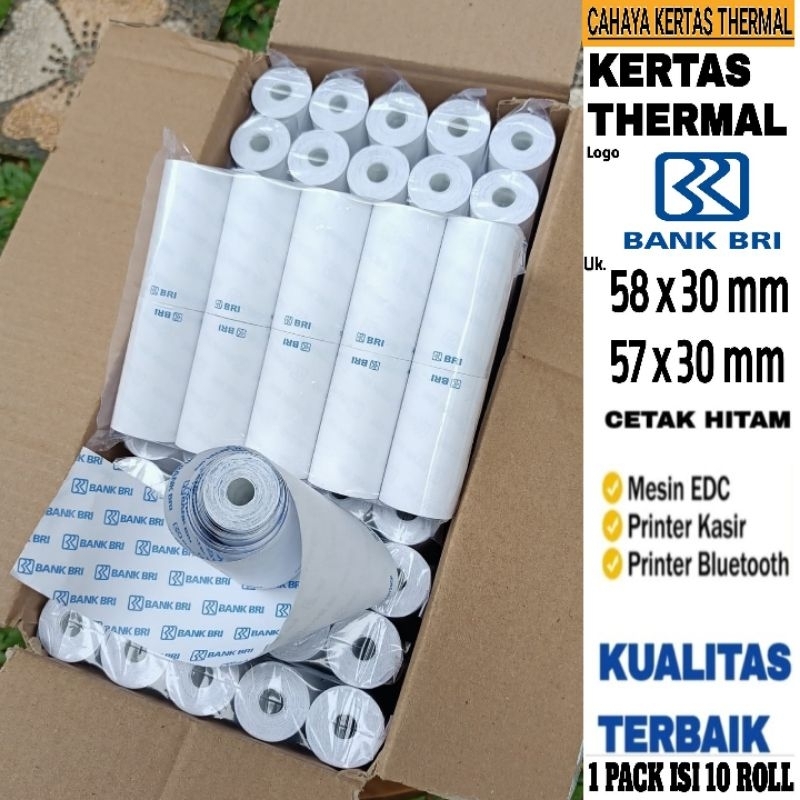 

10 ROLL KERTAS THERMAL EDC LOGO BANK BRI / Kertas EDC Brilink/Kertas Struk