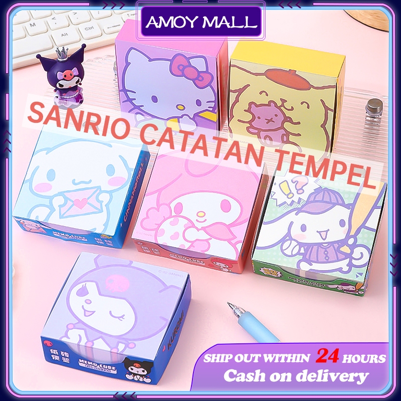 

50PCS Kertas Sticky Note Sanrio Aesthetic Lucu Sticky Notes Kuromi Cinamoroll Kartun Pesan Tempel