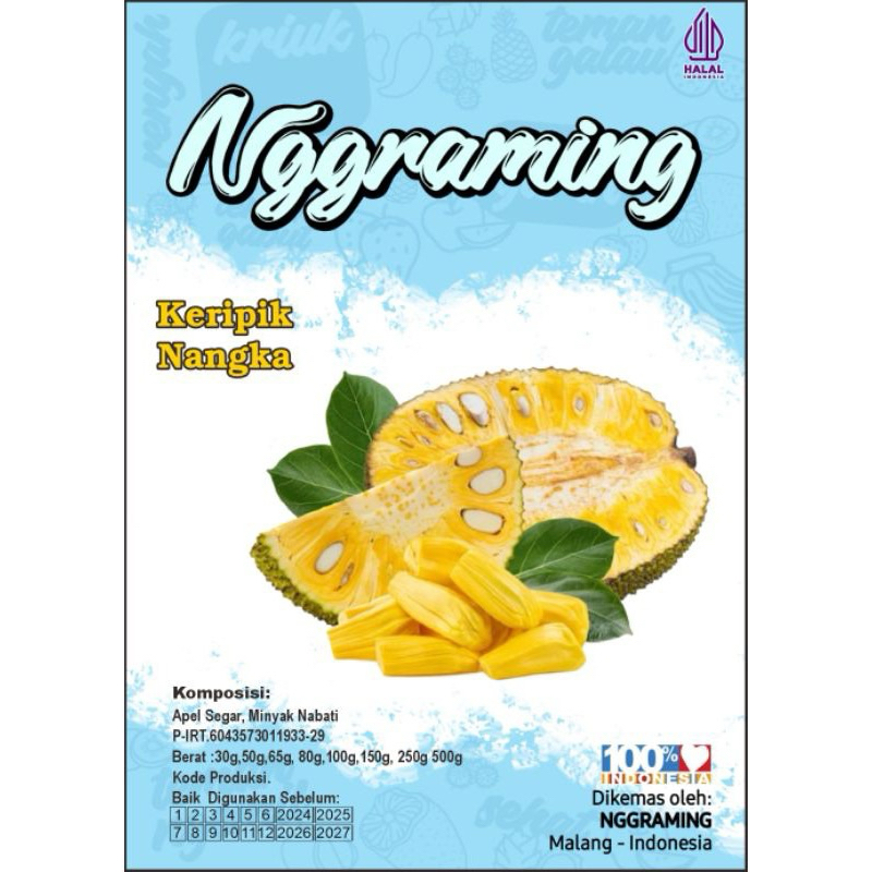 

Nggraming keripik Nangka kemasan icip-icip 50gr