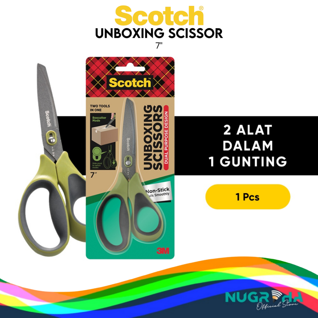 

Scotch 3M Unboxing Scissors 1487NS Green, 7 Inch