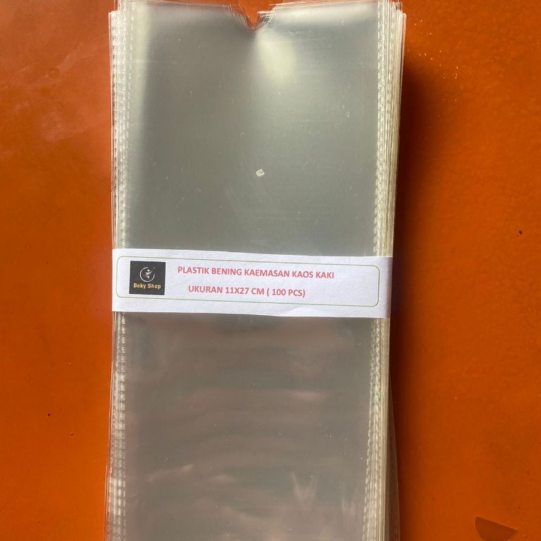 

plastik kemasan kaos kaki ukuran 11x27 isi 100pcs / beky shop