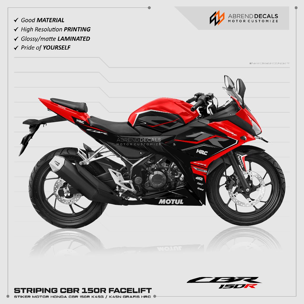 DECAL STRIPING CBR 150 R FACELIFT GARFIS HRC / STIKER CBR 150R K45G CUSTOM / K45N / STOCK DECAL