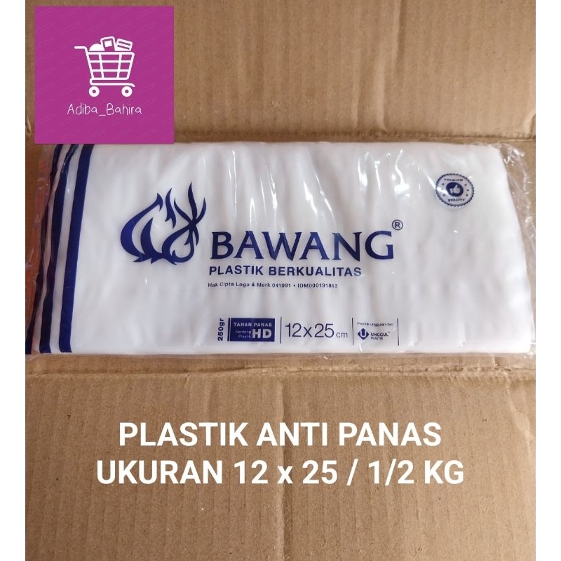 

PLASTIK ANTI PANAS MERK BAWANG UK. 12 x 25 / 1/2 KG