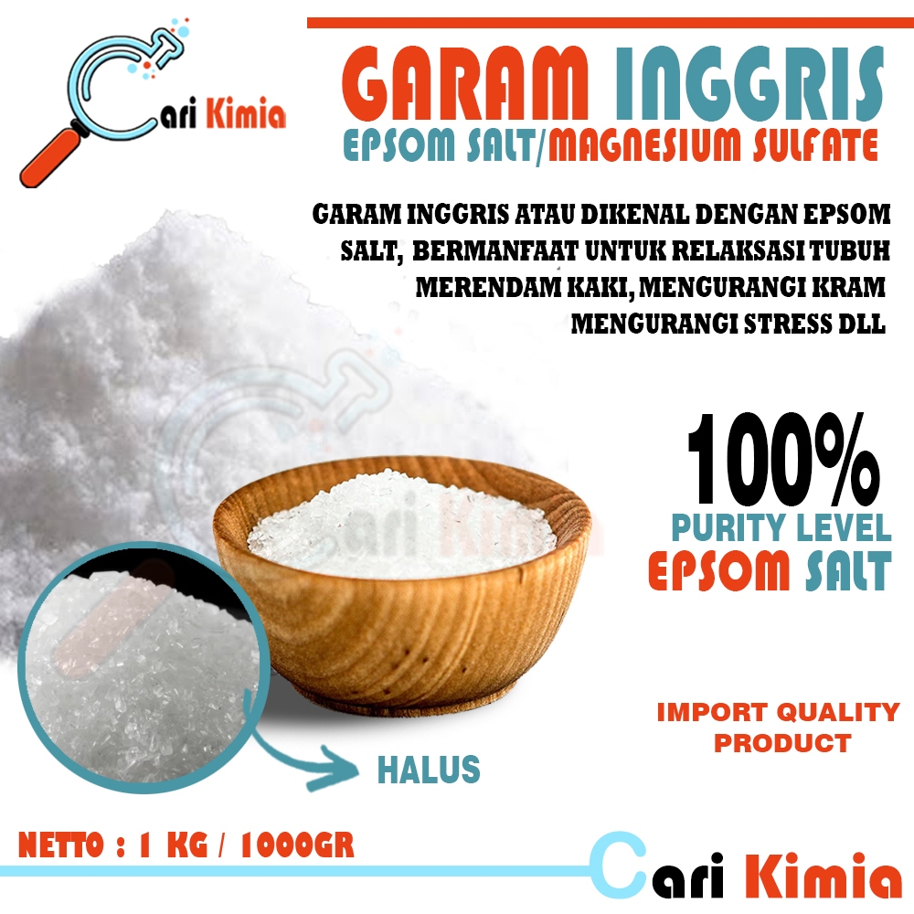 

Garam Inggris 1 KG / Epsom Salt PURE 100% / Magnesium Sulfat 1KG