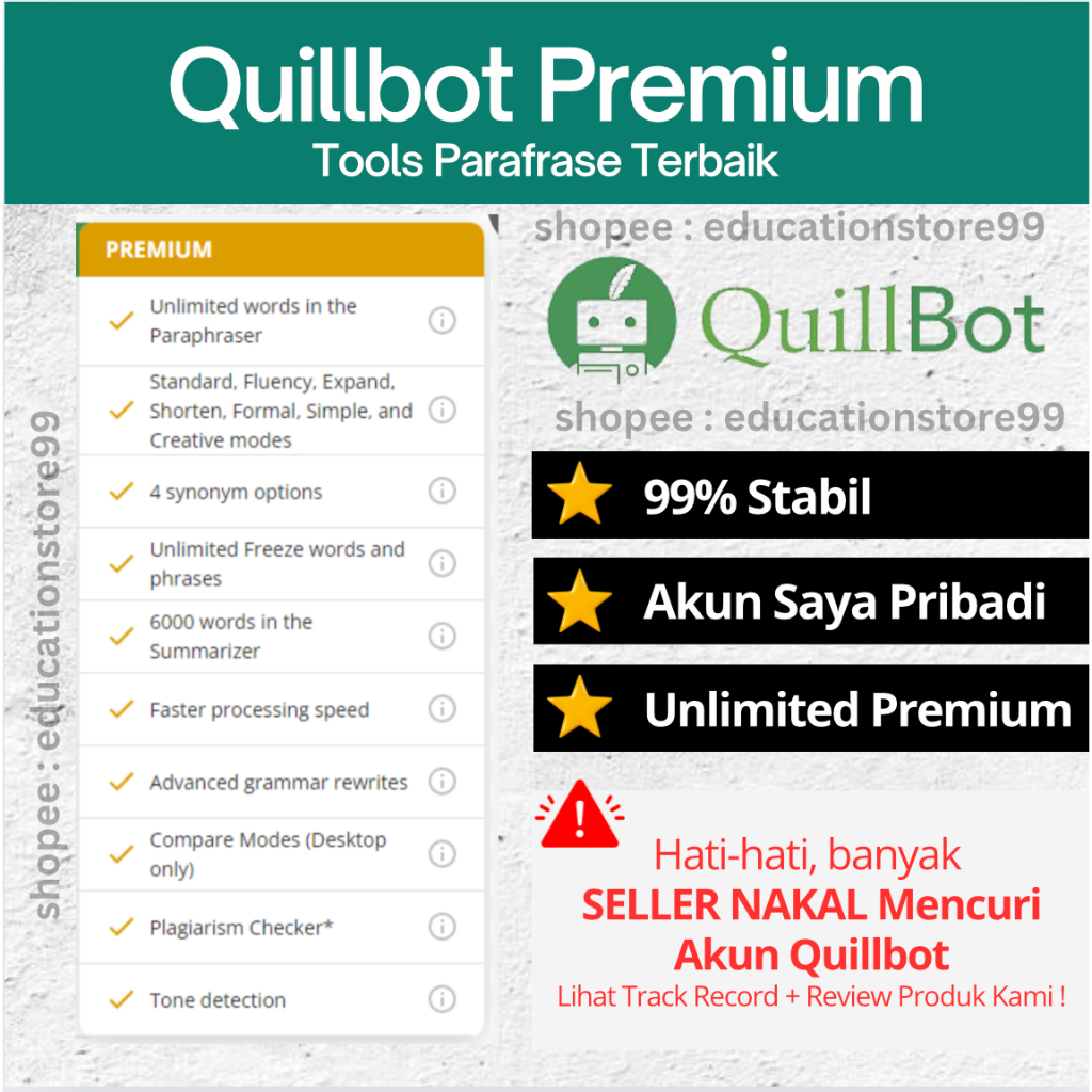 Quillbot Premium Software Parafrase Inggris dan indonesia untuk Mahasiswa - LIFETIME ACC0UNT Garansi