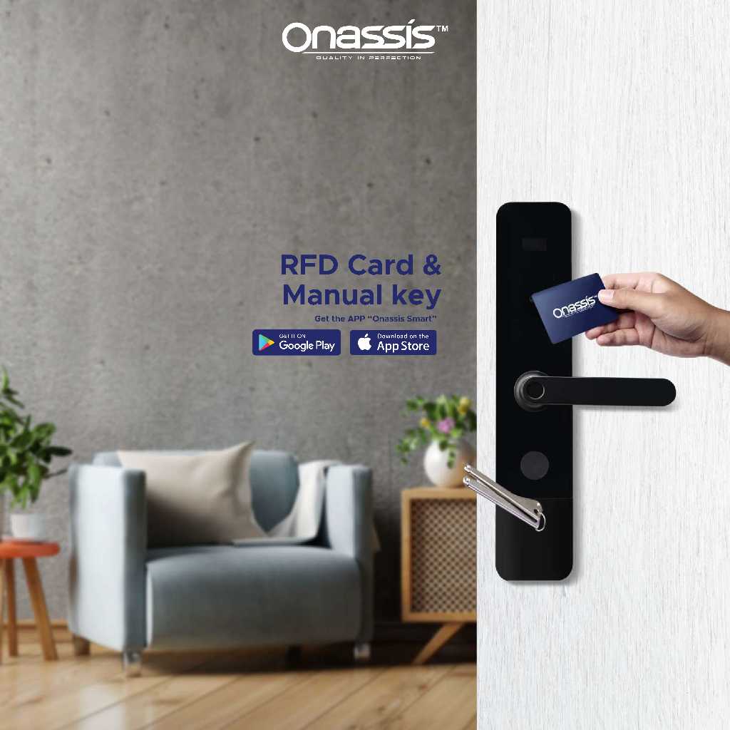 ONASSIS SMART LOCK T61 PRO WITH WIFI FUNCTION KUNCI PINTU PINTAR BIOMETRIK 5IN1