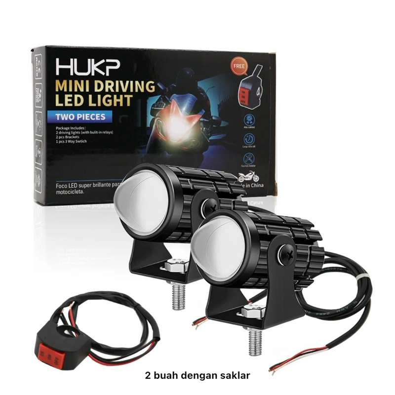 Lampu Led Laser + Saklar DC Lampu Depan Led Lampu Tembak Motor Mobil 2 Warna Putih Kuning Universal 