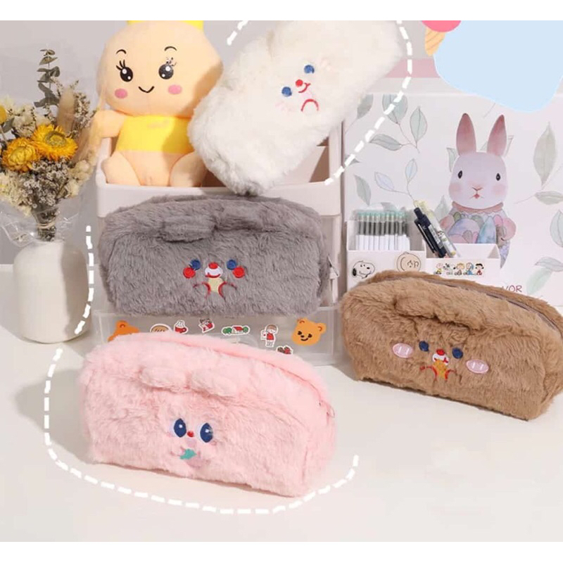 

Pouch Tempat Pencil Pencil Case Bulu Cute