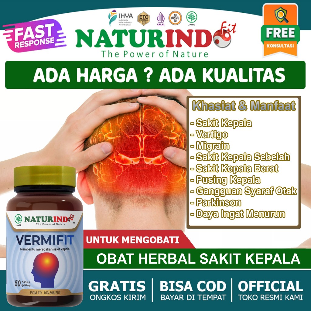 Obat Sakit Kepala Vertigo Migrain Tension Cluster Cervigovenic Parkinson Tremor VERMIFIT Naturindo